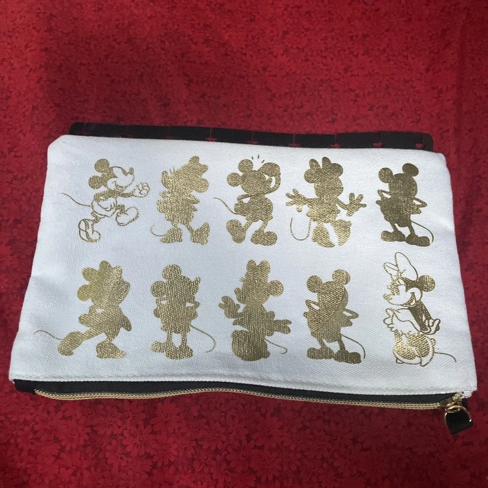Disney Mickey Mouse Gold Silhouette‎ Canvas Zipper Pouch 9x5.5